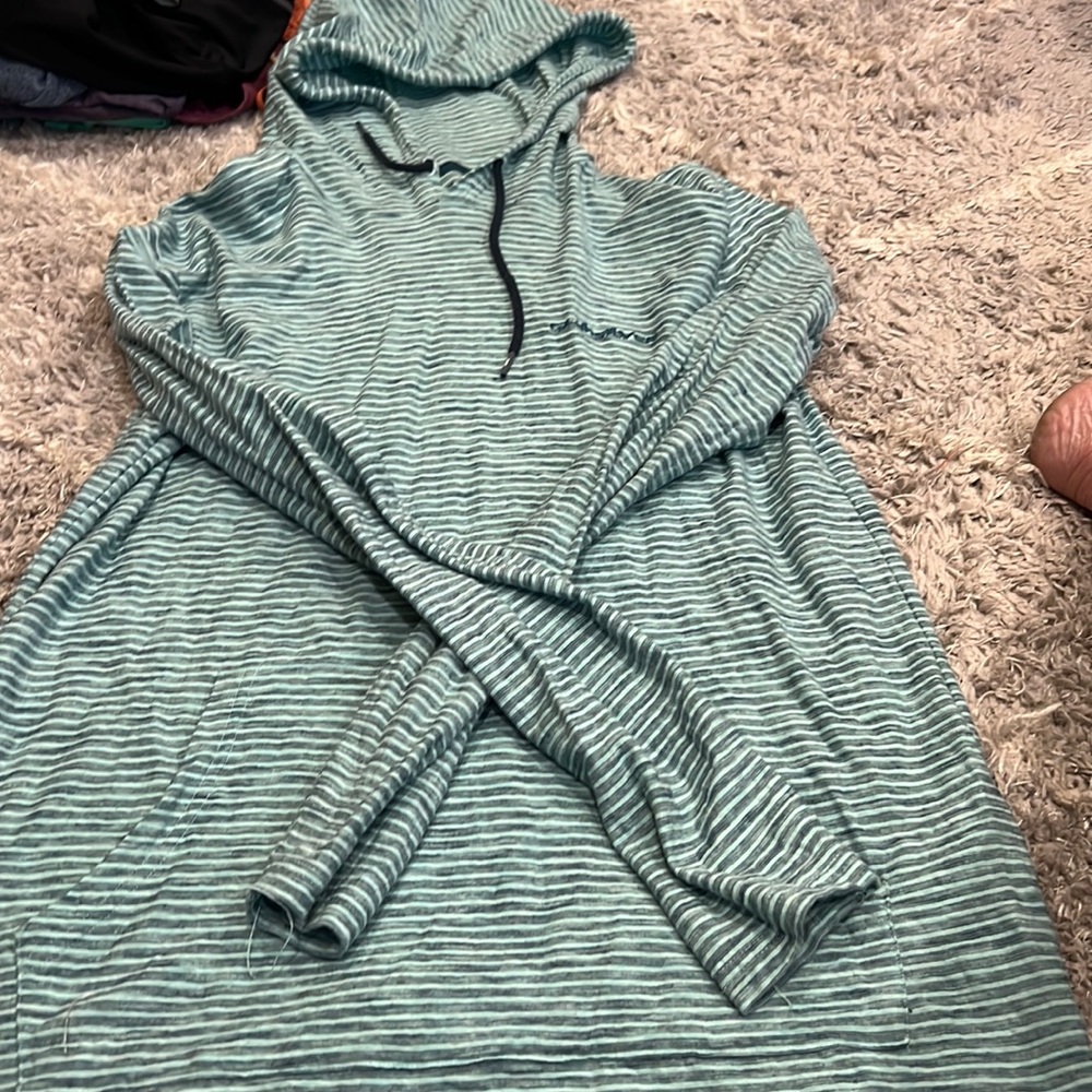 Quiksilver Teal Striped Long Sleeve Shirt